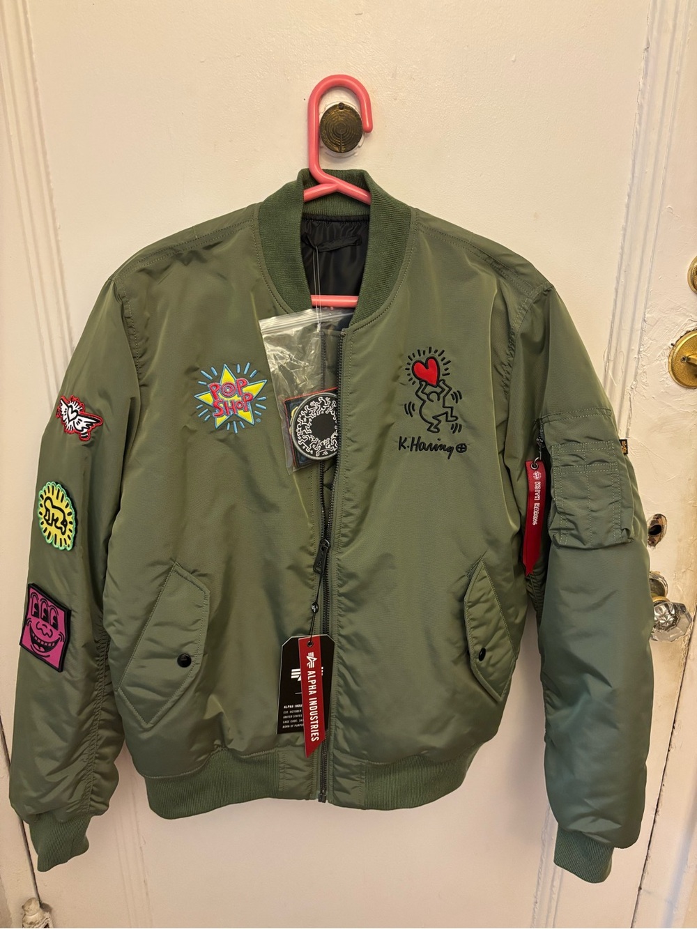 Alpha Industries X Keith Haring MA-1 Allover Patch Flight Jacket